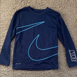 Nike Navy and Light Blue Long Sleeve Shirt